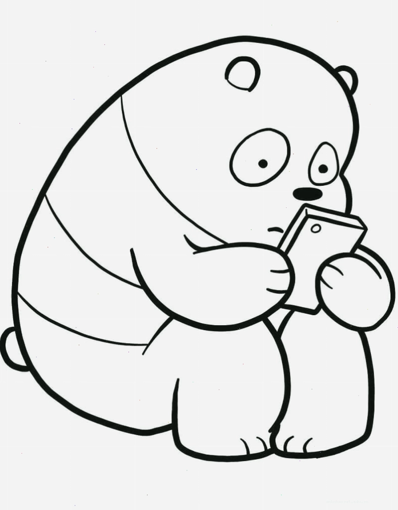 Tranh tô màu gấu trúc đang chơi điện thoại
