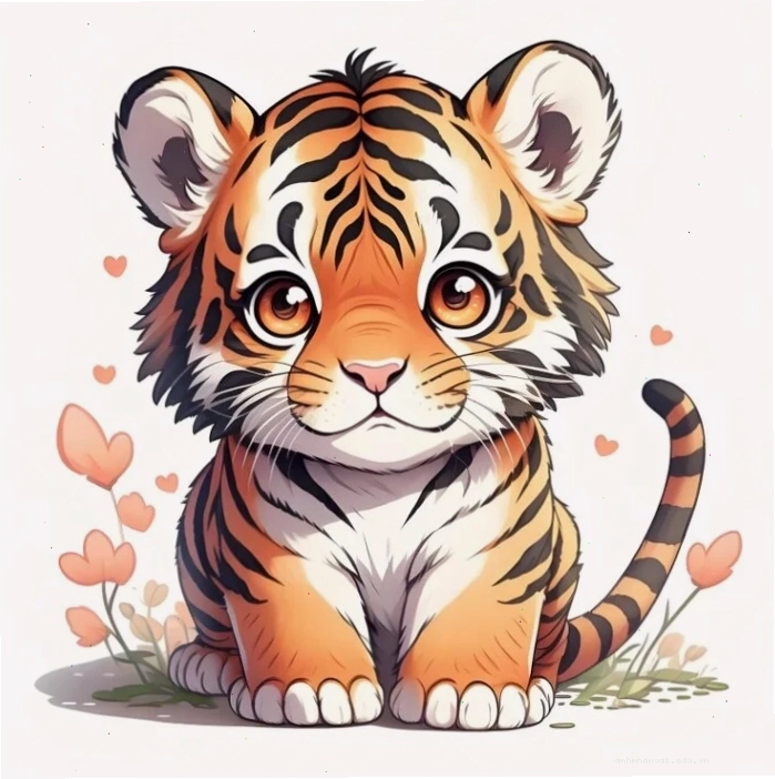 Tranh tô màu hổ con chibi