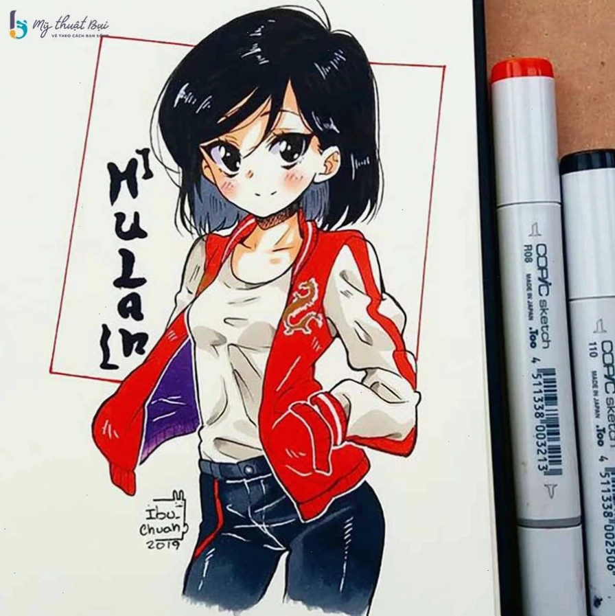 Tranh vẽ anime đẹp với nhân vật nữ có khí chất mạnh mẽ