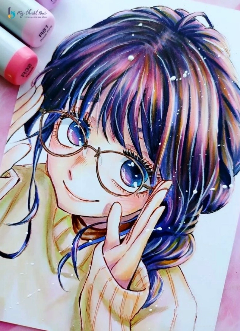 Tranh vẽ anime nữ đẹp theo phong cách anime đời thường