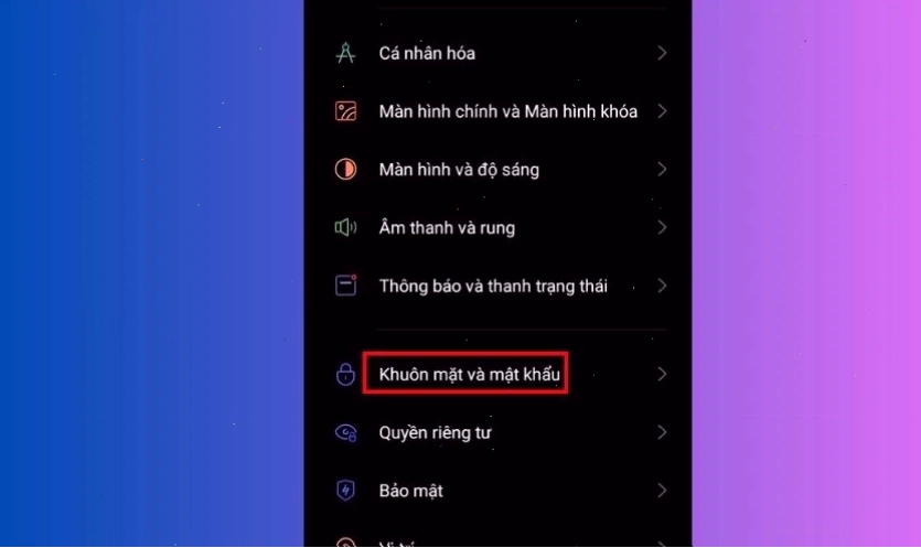 Tùy chọn đăng nhập bằng dấu vân tay hoặc mật khẩu