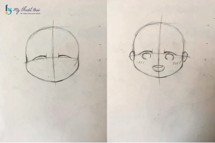 Vẽ mắt to tròn và biểu cảm cho nhân vật chibi nữ