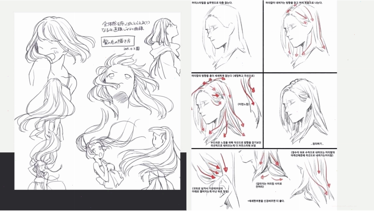 Vẽ tóc anime nữ