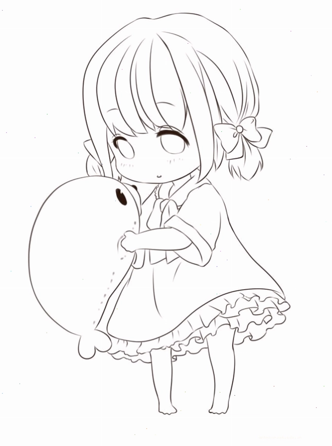 Ví dụ về bản phác thảo chibi từ base, tập trung vào đường nét và bố cục