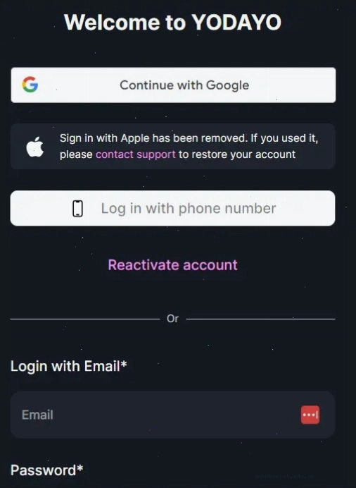 Yodayo login